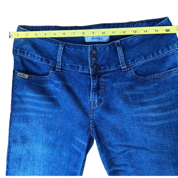 Levis Jeans Blue Stretch Low Rise Waistband Y2K Flare No Back Pockets Womens 8 - Picture 7 of 9